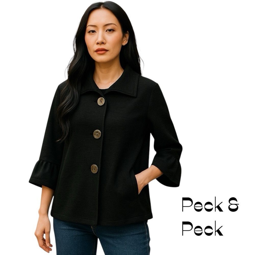 Black Textured Jacket NWOT Size L Whimsical